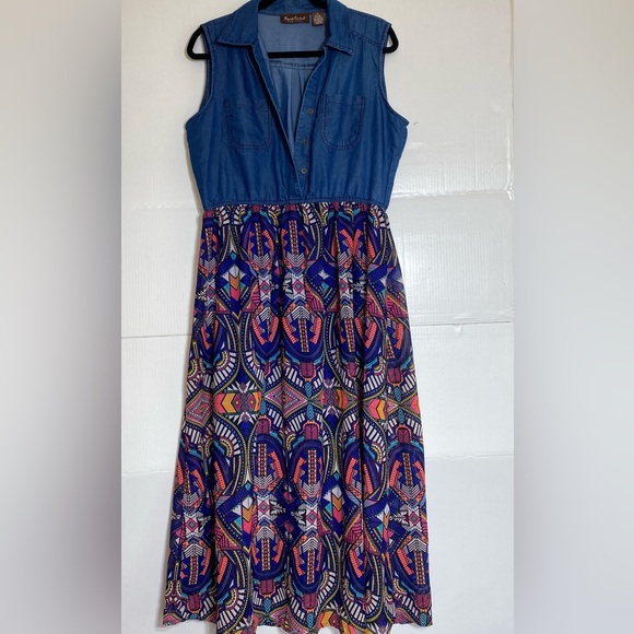 Speed control measurement,photo extra large, chambray half button top dress blue - Picture 1 of 7